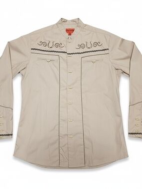 Patron Cito Red Label Tan Western Men's Cowboy Shirt  Stitch Embroid Size SMALL